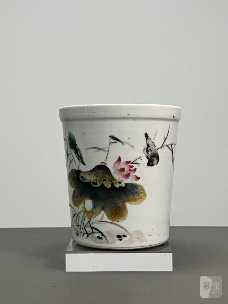 十九世纪  程玉婷作粉彩“一路连科”图花盆 - 图2